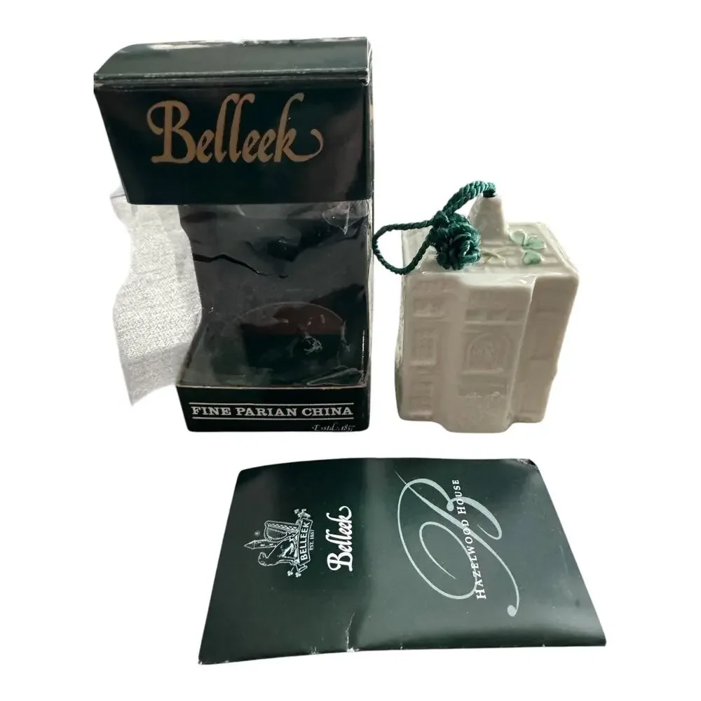 NWB Vintage Irish Belleek Porcelain Christmas ornament Hazelwood House With Box